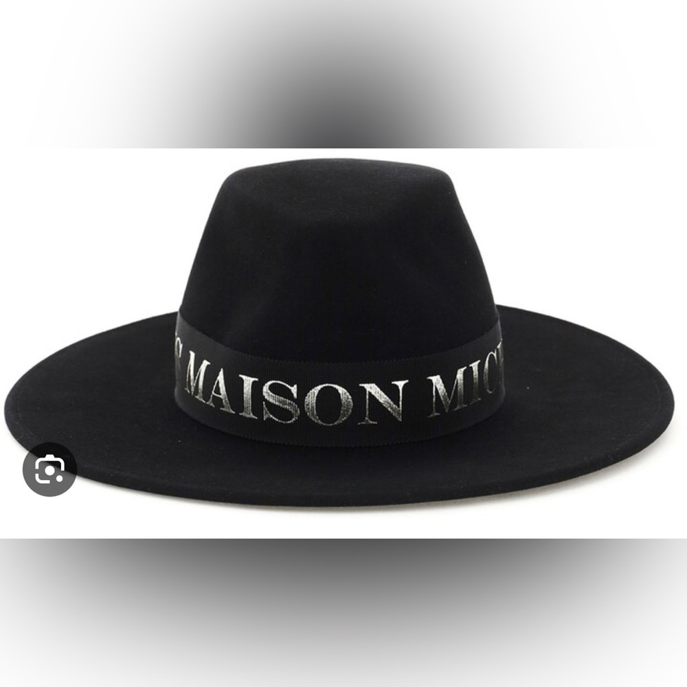 Authentic MAISON MICHEL Black Kyra Platinum Logo Hat. Size Small